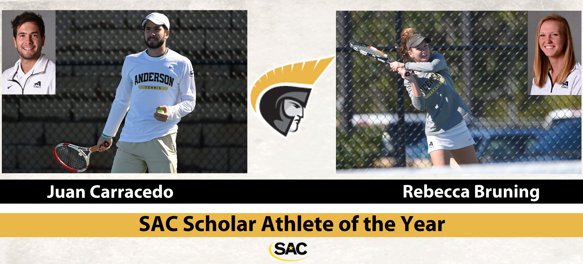 Carracedo and Bruning Earn SAC Scholar Tennis Athlete of the Year