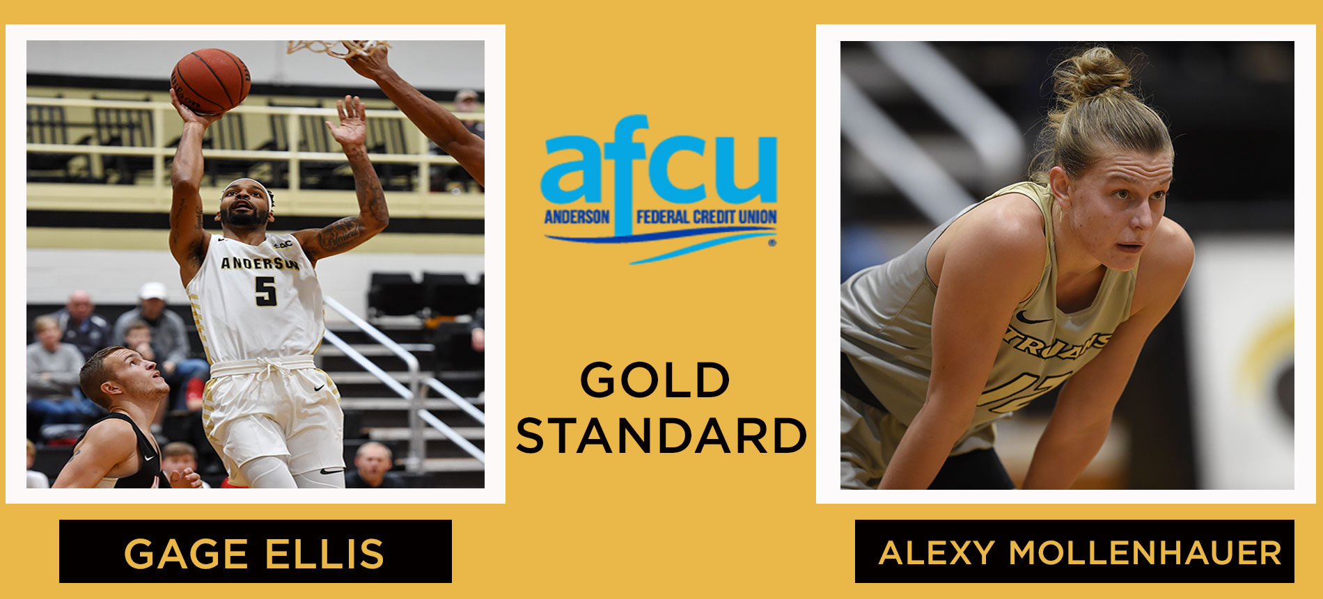 Women’s Basketball’s Alexy Mollenhauer and Men’s Basketball’s Gage Ellis Named to the AFCU Gold Standard