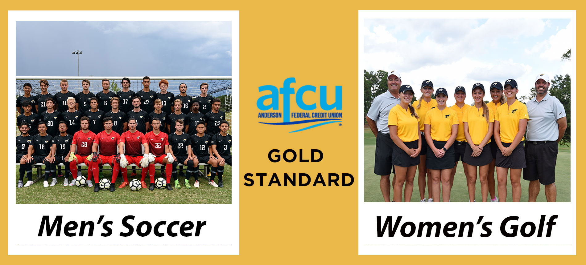 Women’s Golf Team and Men’s Soccer Team Named to the AFCU Gold Standard