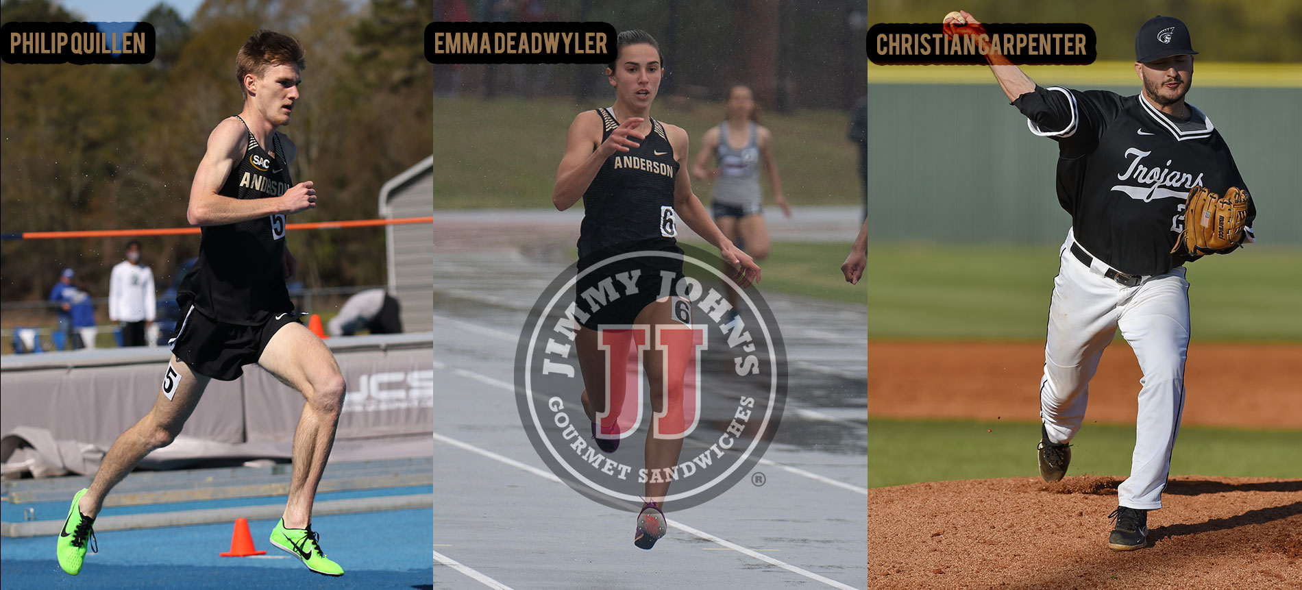 Emma Deadwyler, Philip Quillen and Christian Carpenter Named Jimmy John’s Female and Co-Male Athletes of the Week